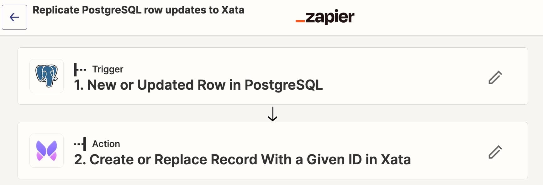 Trigger Postgres Trigger to Xata Action