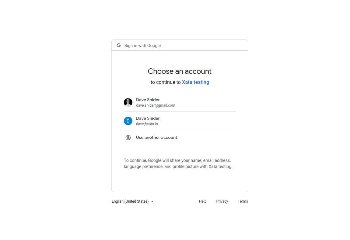You should be able to select a Google account